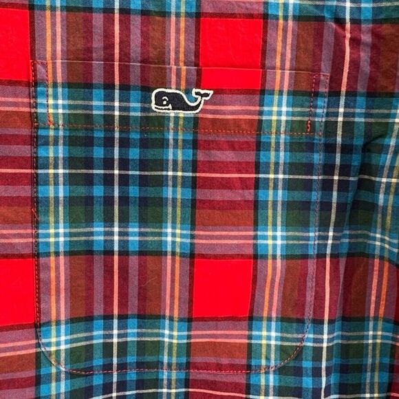 Vineyard Vines Button Down Classic Fit Tucker Shirt Red Plaid Mens Medium M - Picture 4 of 15